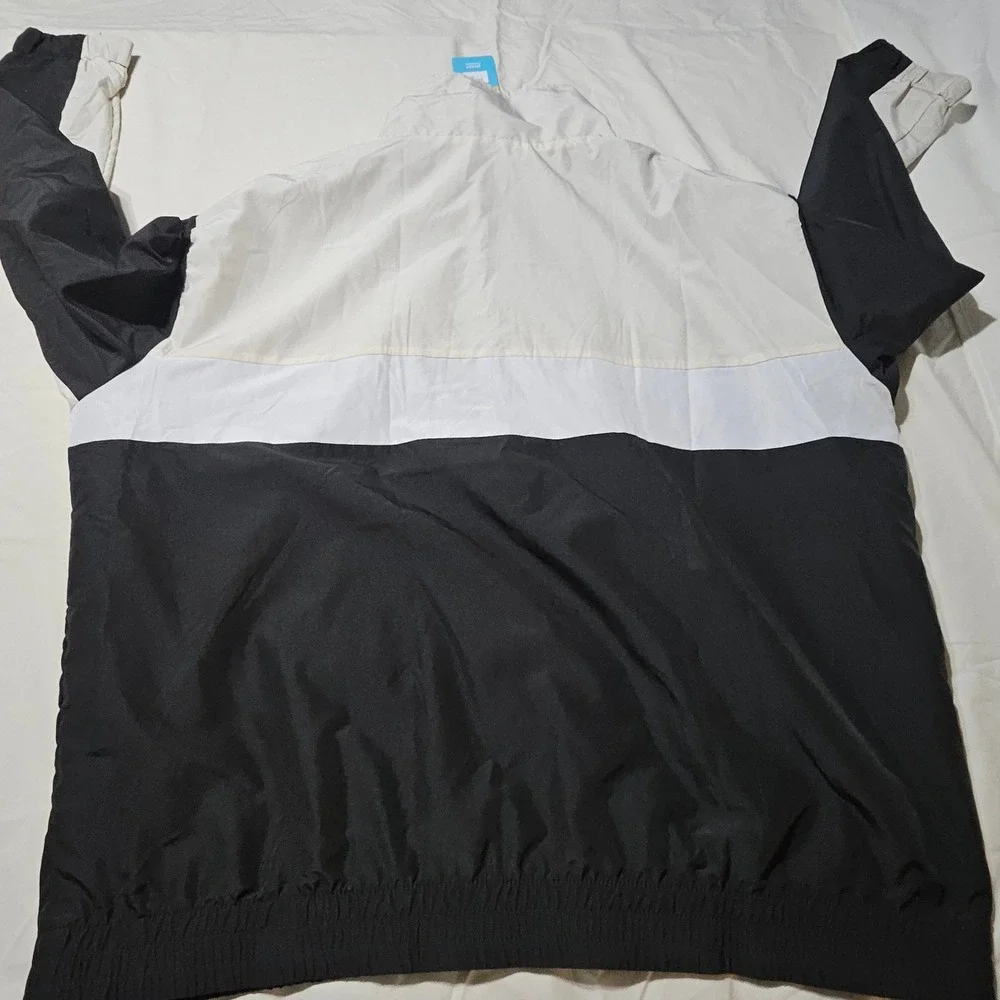 Aldi Gear Jacket Mens XXL Black White Grey Colorblock Full Zip Windbreaker New